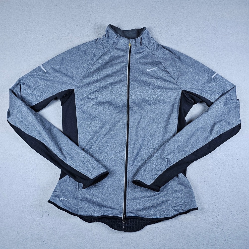 Nike Element Shield Jacket Womens Medium Gray Dri-Fit Full Zip Grid Fleece Lined